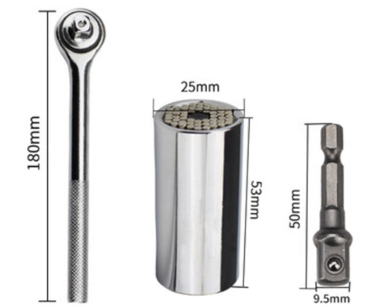Versatile Socket Wrench Set, 7-19mm Adjustable Tool
