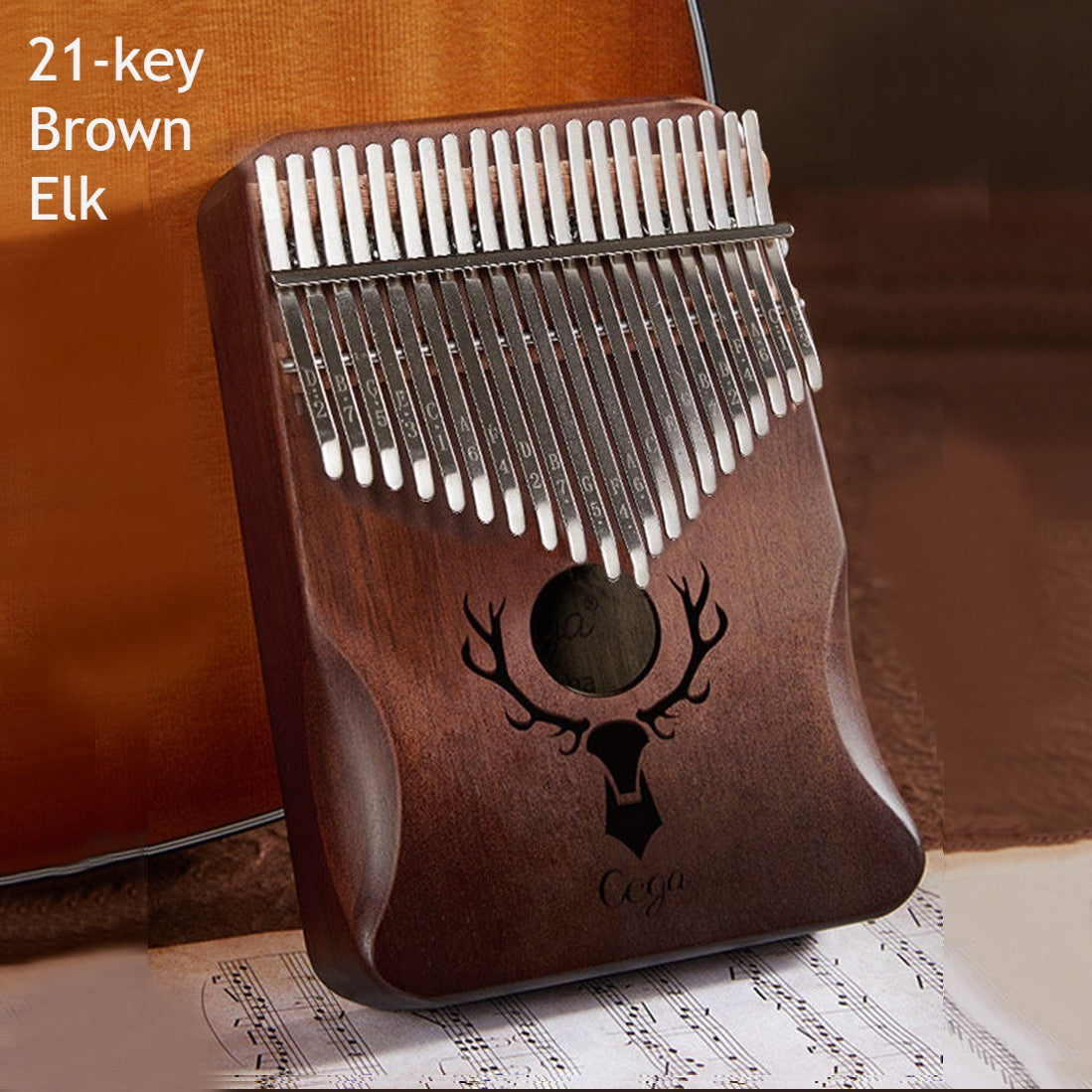 Compact Kalimba with 21 Keys and Natural Wood Base