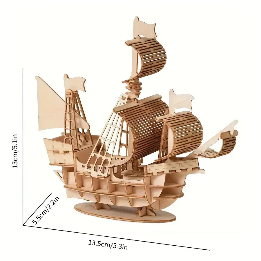 Wooden Sailing Ship 3D Puzzle Kit