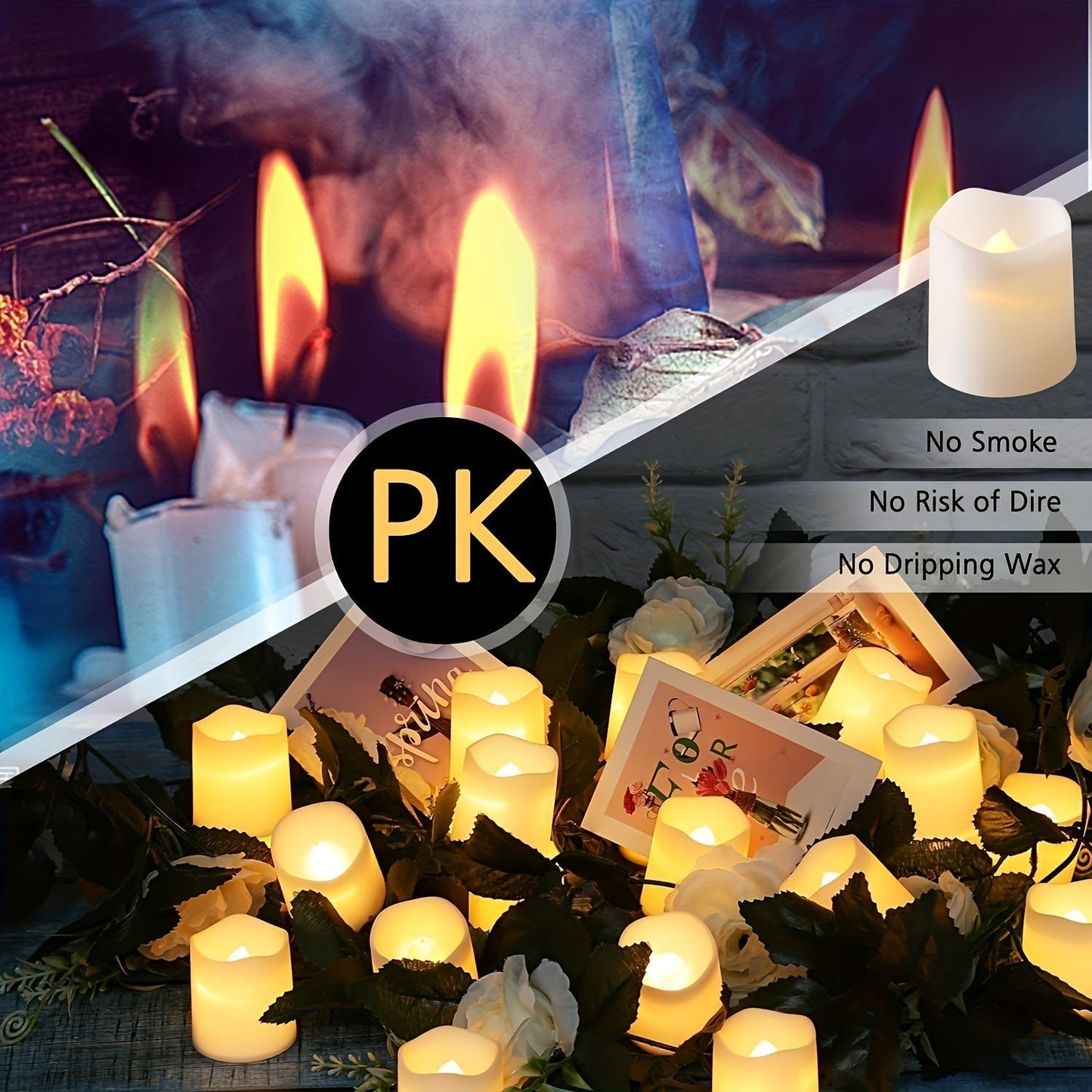 Warm White LED Candle Lights Set of 24