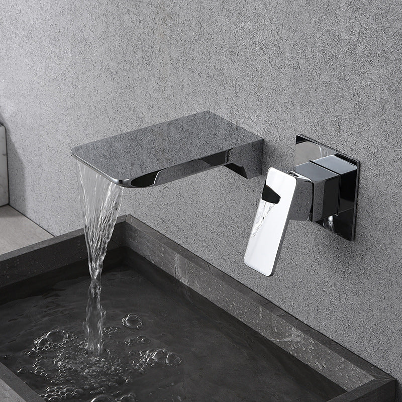 Modern Copper Waterfall Faucet Black Sink Basin Mixer Tap
