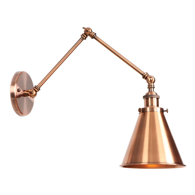 Adjustable Metal Wall Lamp with Copper Cone Shade