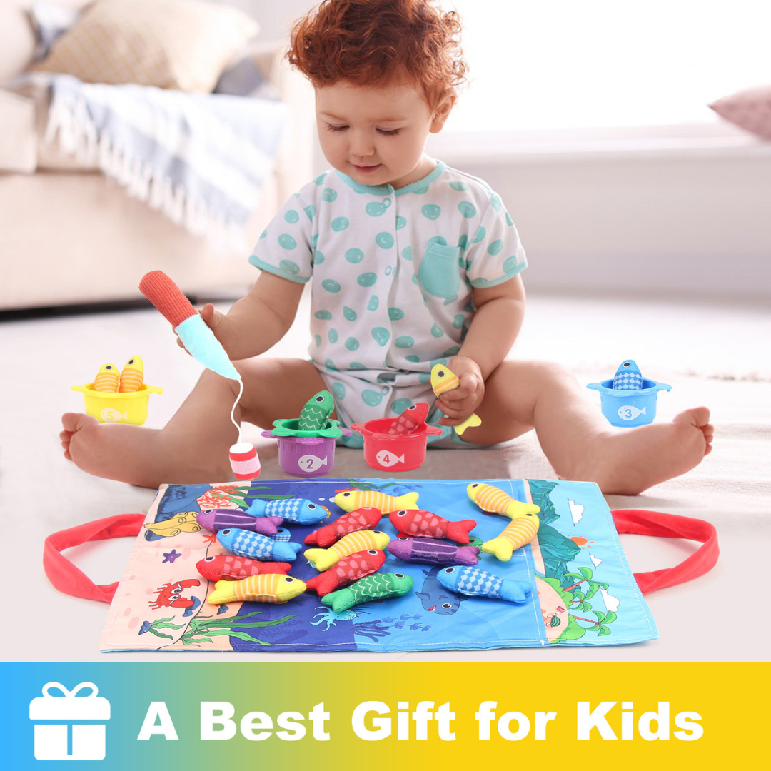 Colorful Kids Fishing Set Plush Toy