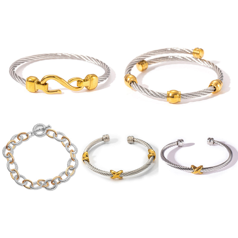 Simple Double Twist Bangle Bracelet