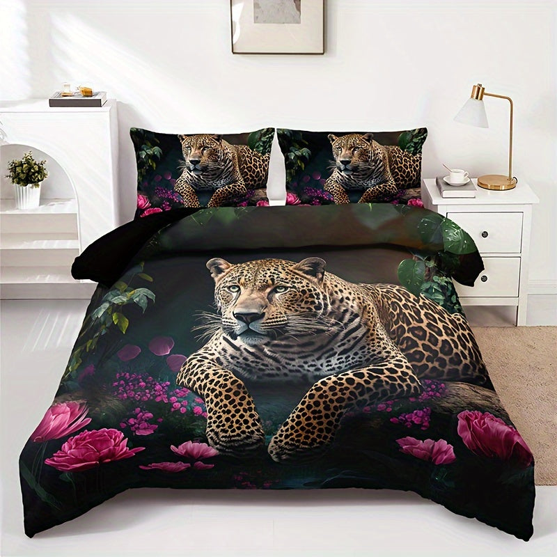 Vibrant Floral Animal Print Bedding Set