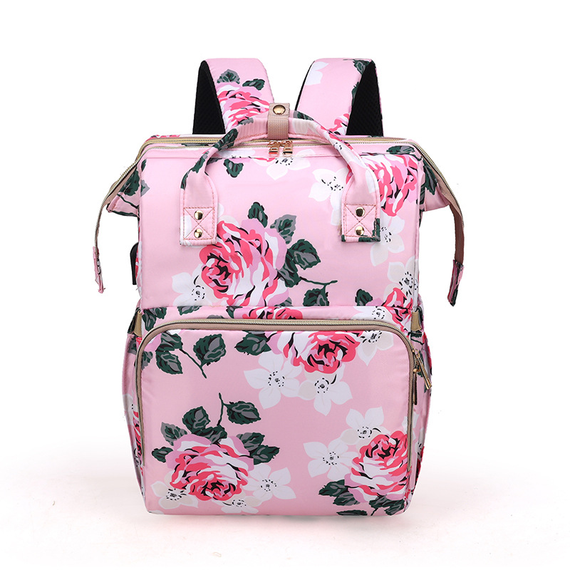 Compact Floral Baby Bag with Mosquito Net
