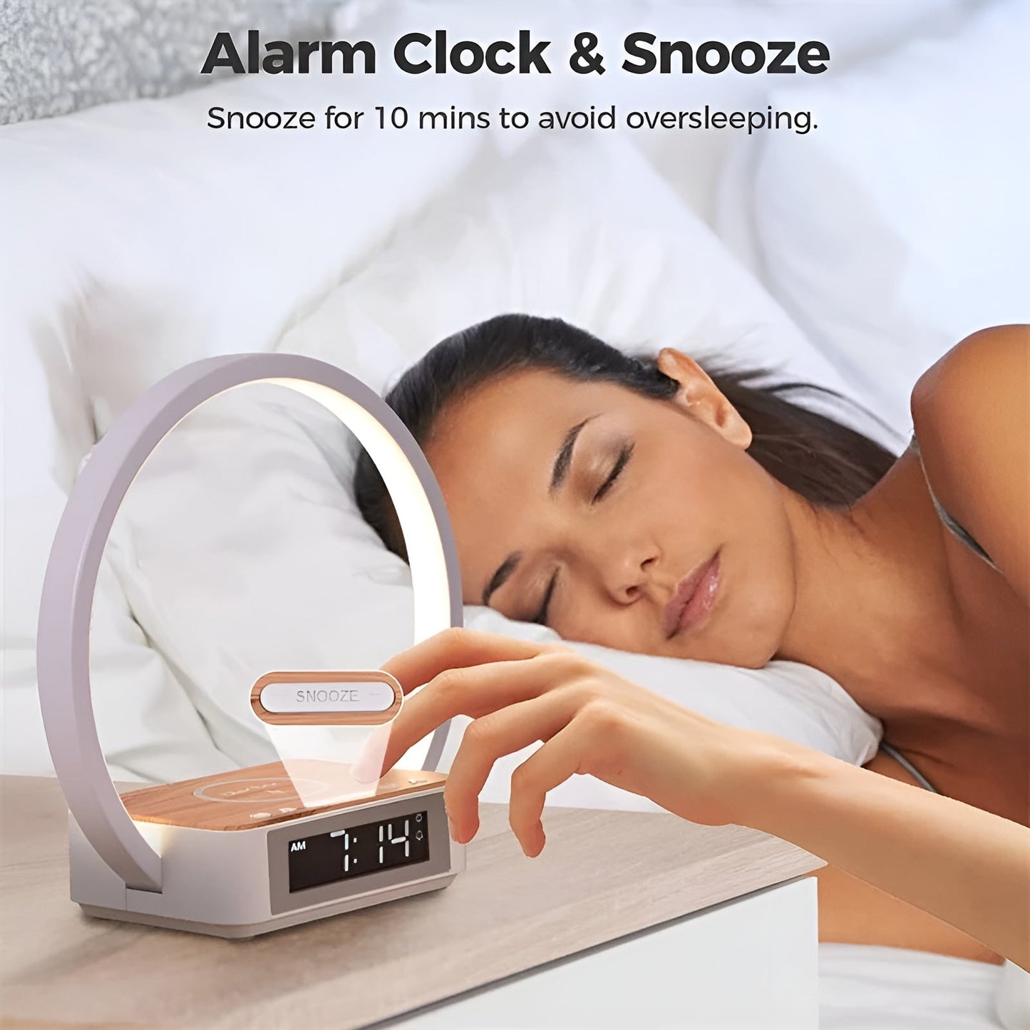 Smart LED Desk Lamp with Wireless Charging and Clock
