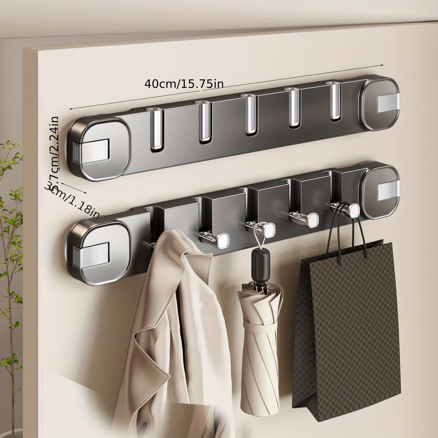 Easy Install Wall Hook Panel 5 Hook Storage Rack