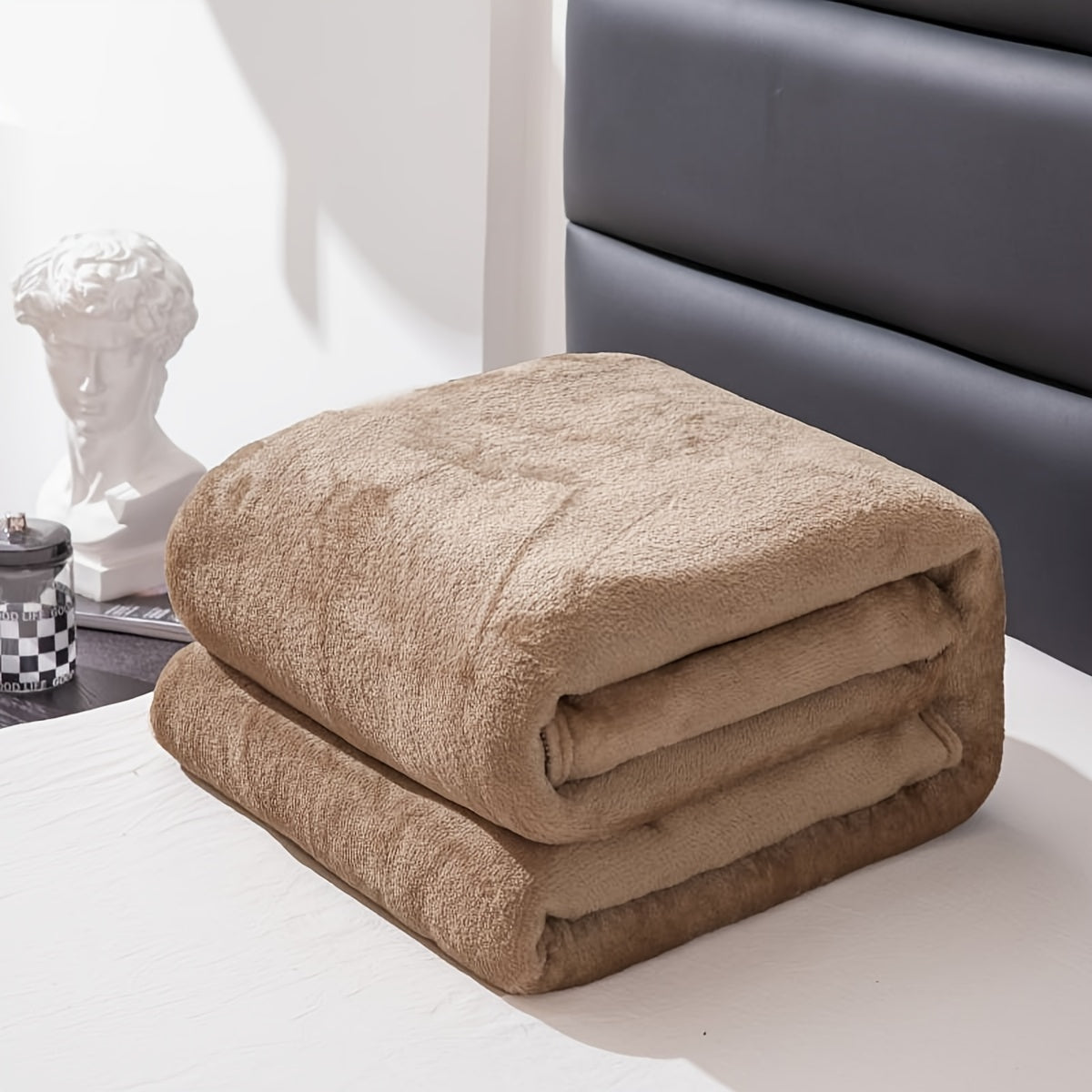 Soft Gray Plush Throw Blanket