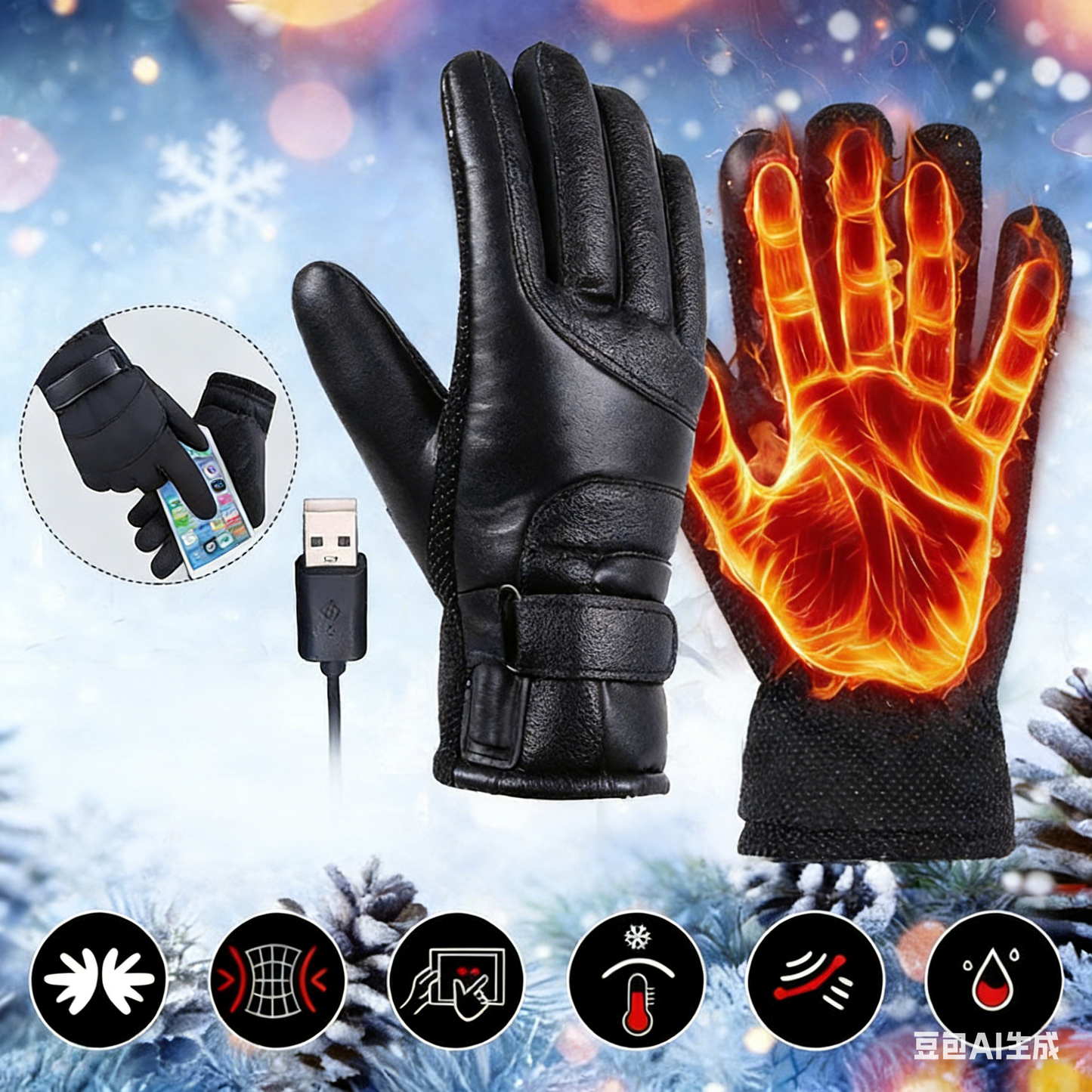 Warm Waterproof USB Heated Gloves