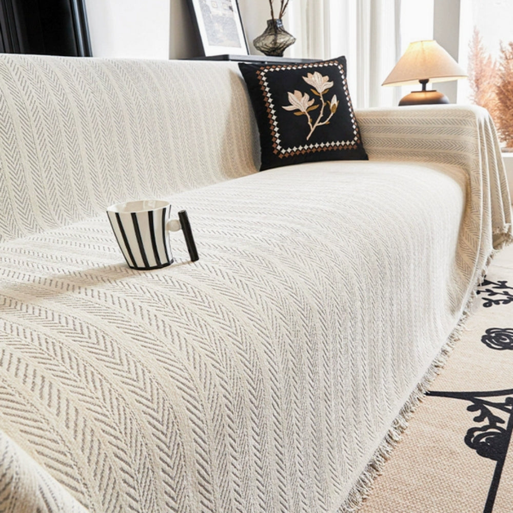 Soft Chenille Tassel Throw Sofa Cover
