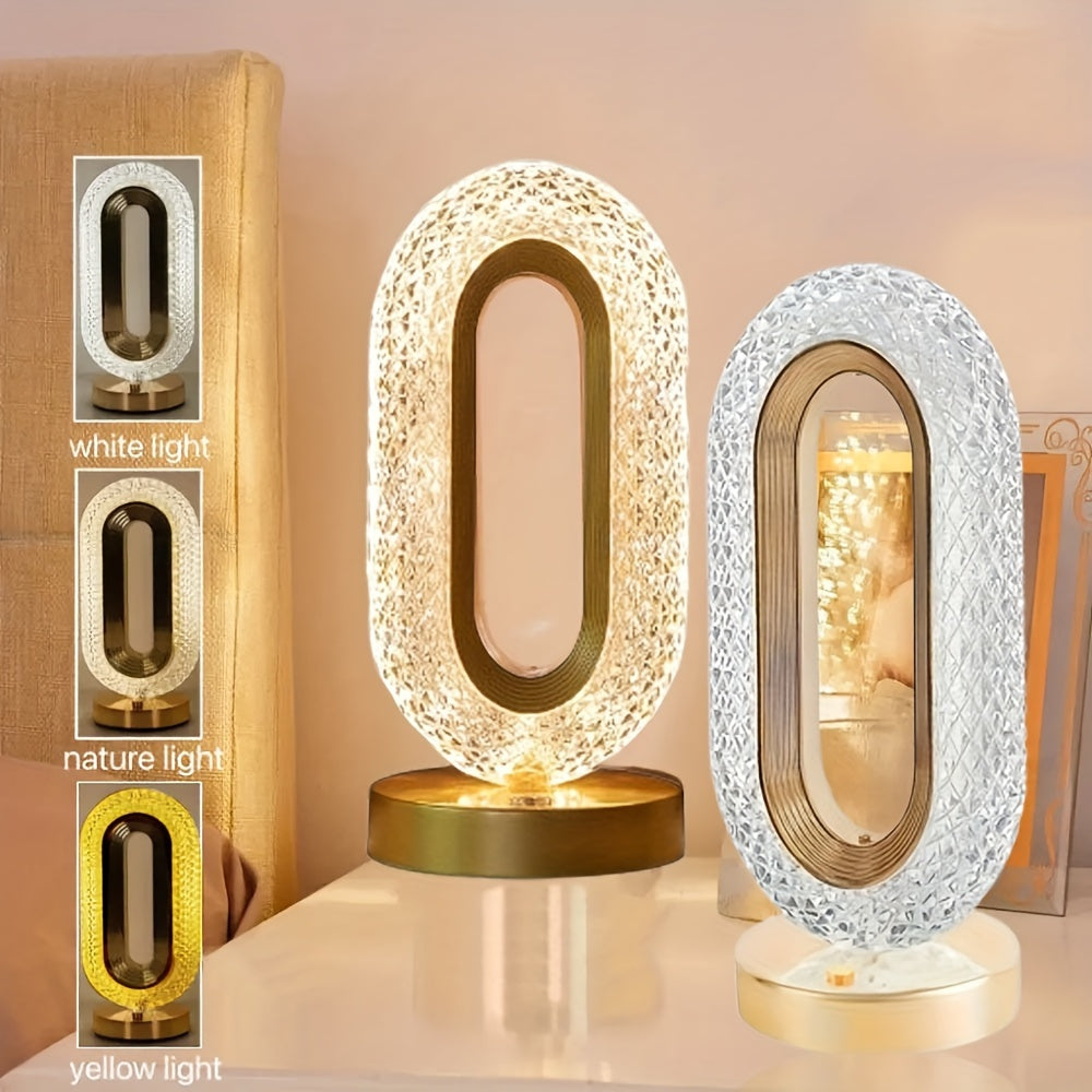 Sophisticated Crystal Oval Desk Lamp