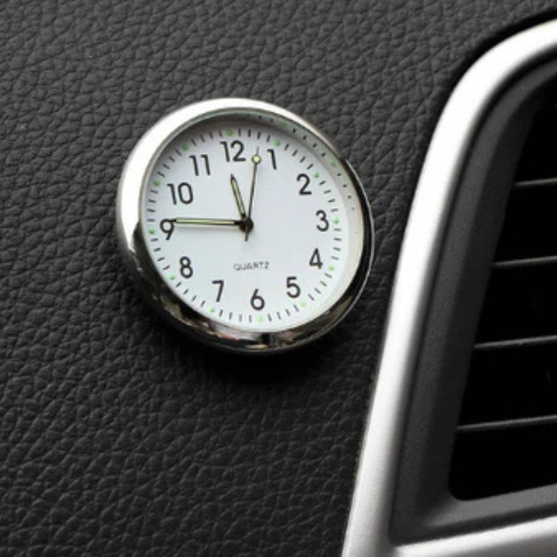 Compact Car Dashboard Clock – Adhesive Mini Analog Timepiece