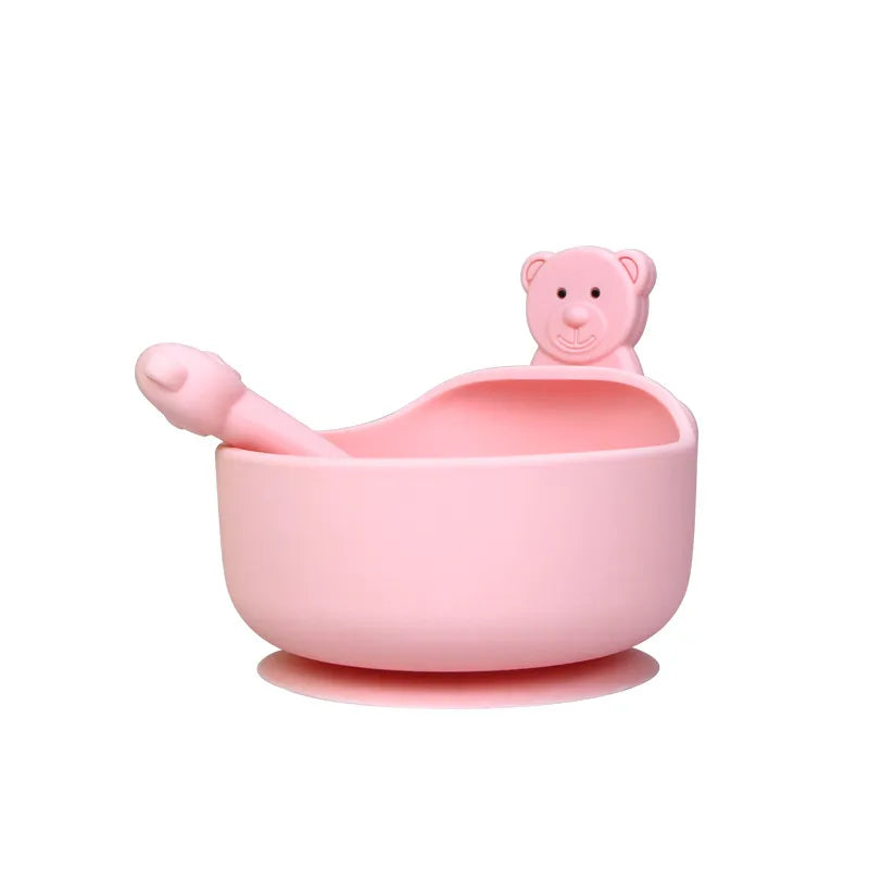 Soft Silicone Baby Feeding Bowl Set with Spoon