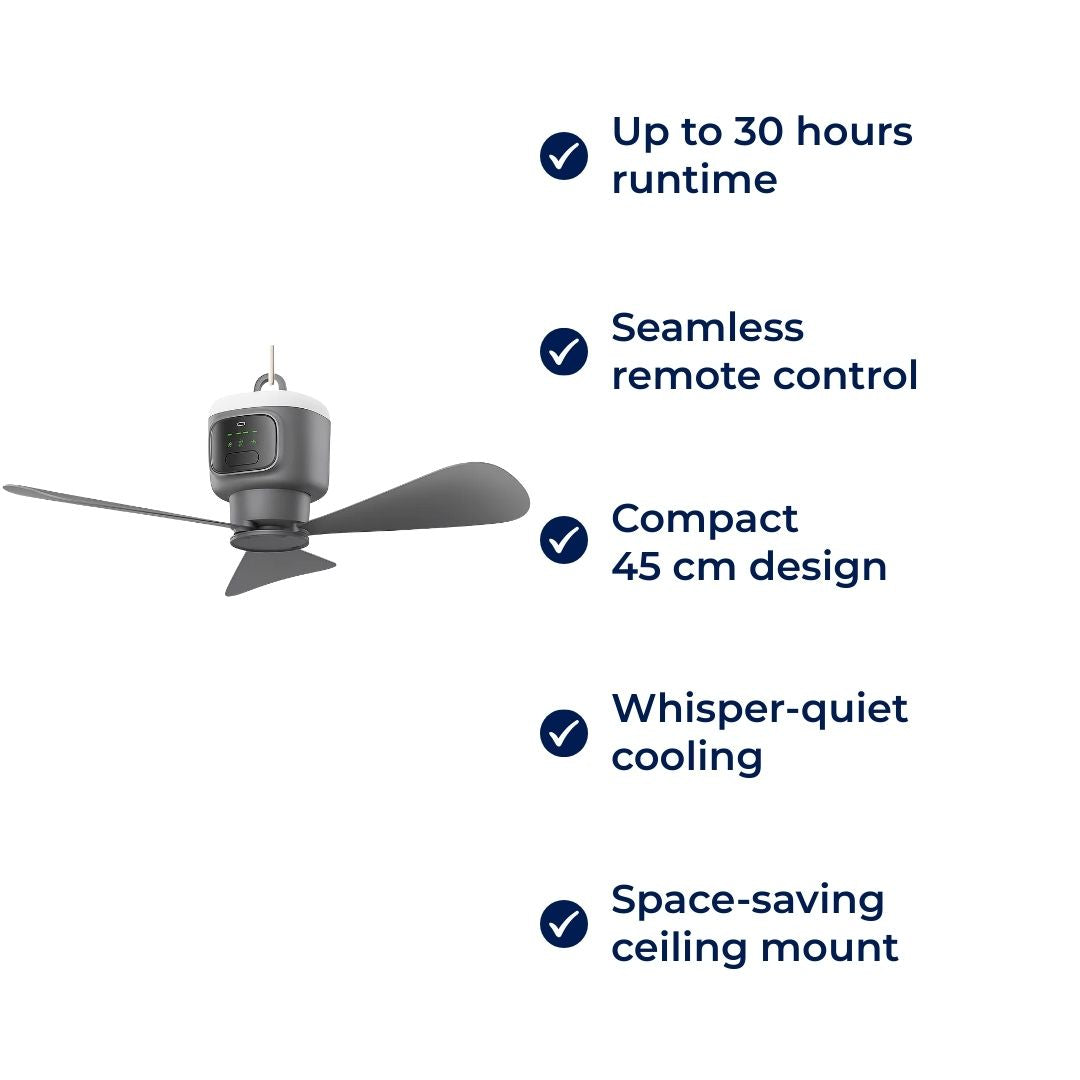 Rechargeable Ceiling Fan with LED Light