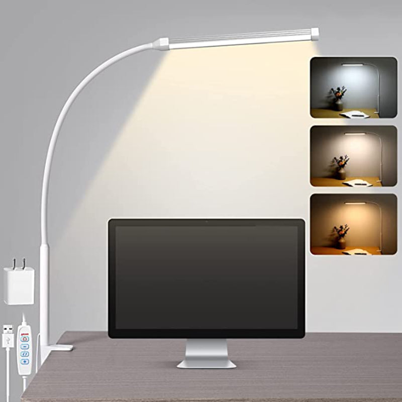 Compact LED Office Lamp with Adjustable Arm and USB Port