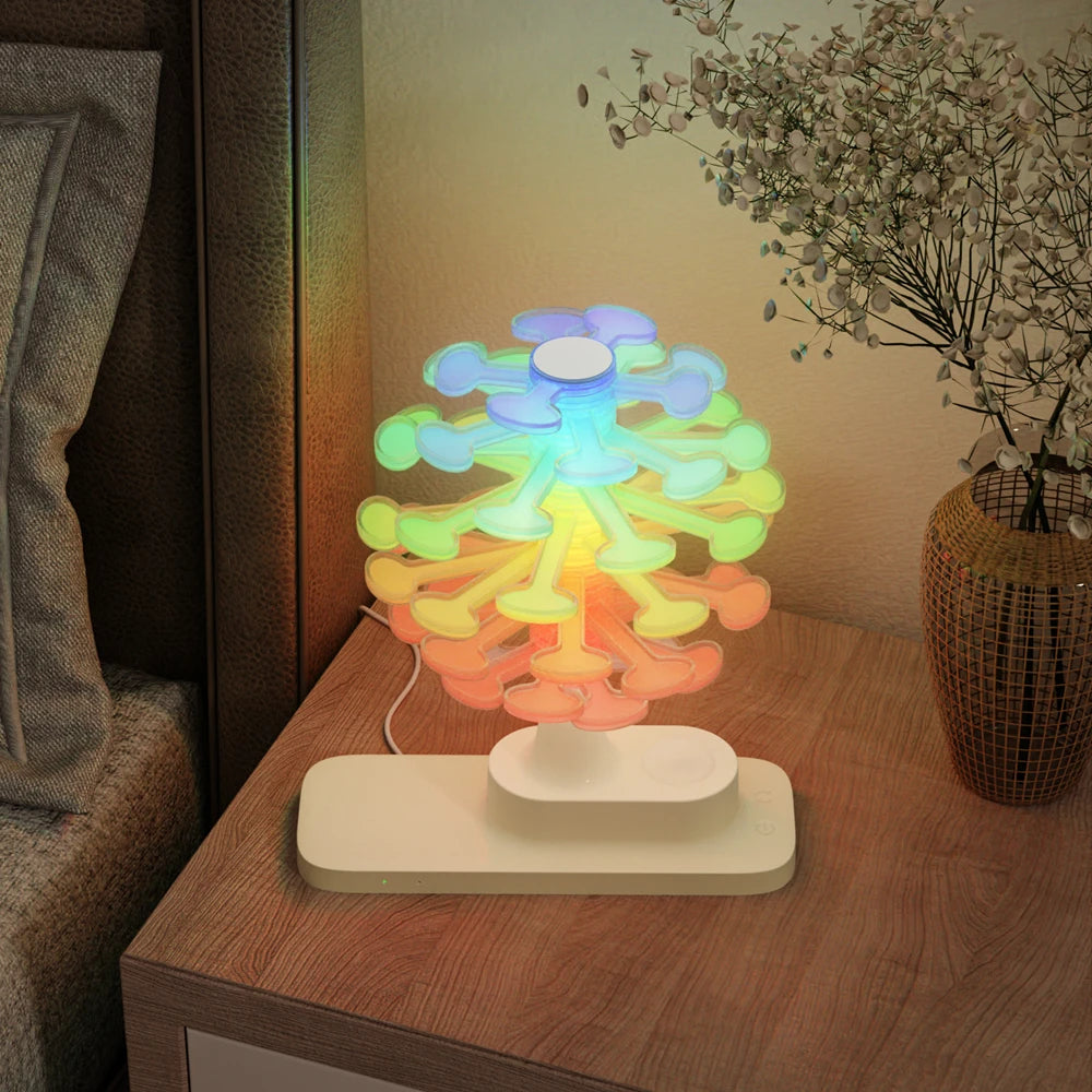 Twisted Wood Desk Lamp with Built-in Wireless Charger