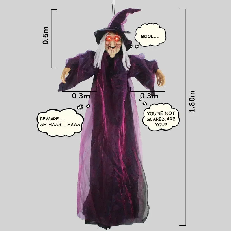 Spooky Halloween Witch Decoration with Lights and Sound
