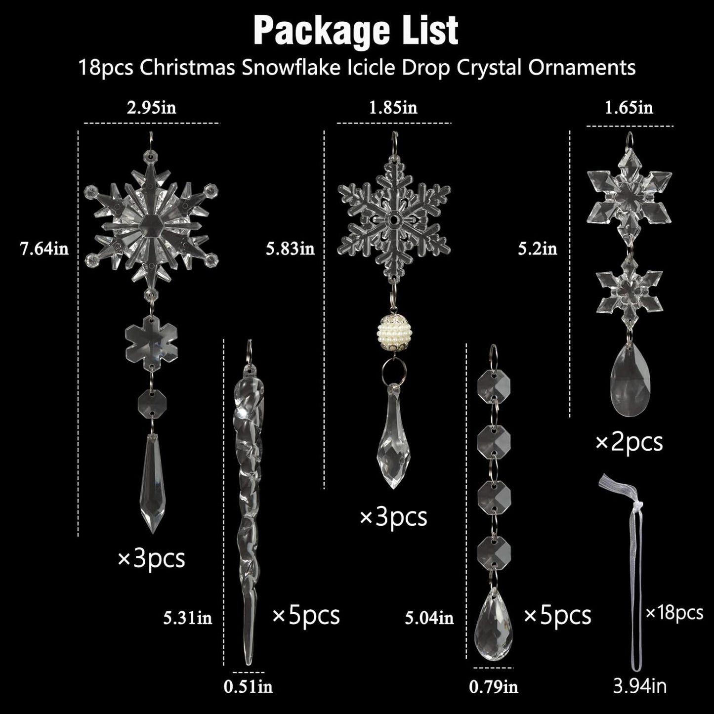 Sparkling Glass Christmas Ornament Set