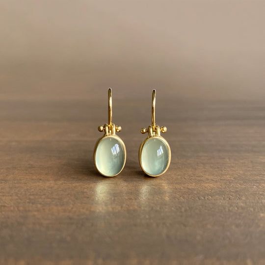 Unique Green Moonstone Drop Earrings - Befez