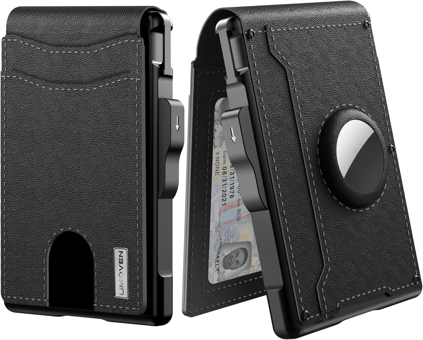 Slim Leather Wallet for Men with RFID Money Clip
