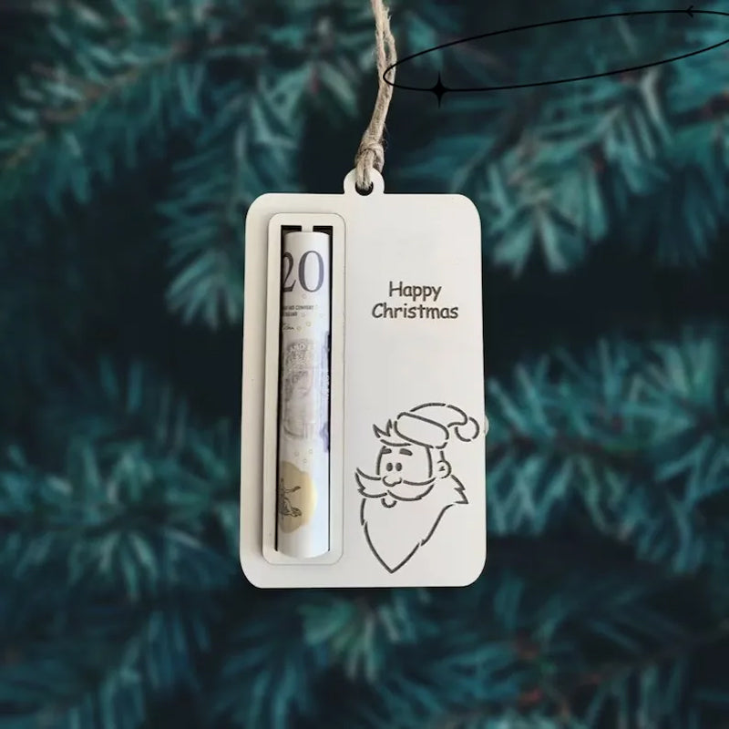 Wooden Festive Holiday Money Clip Ornament