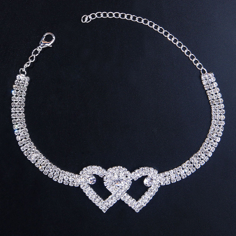 Sparkling Heart Glitter Anklet