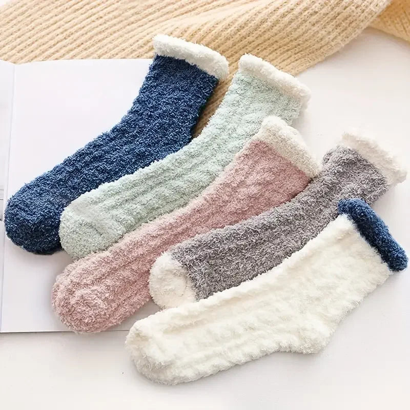 Warm Fleece Lined Winter Socks 5 Pack