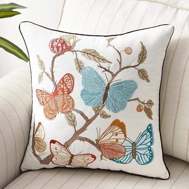 Rustic Embroidered Country Pillow