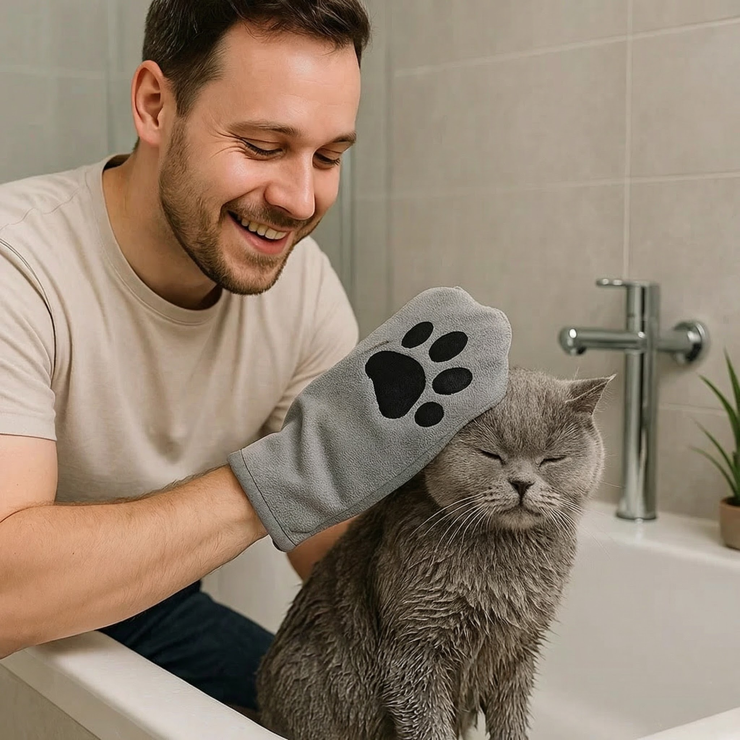 Gentle Pet Glove - Cat Bathing and Grooming Aid
