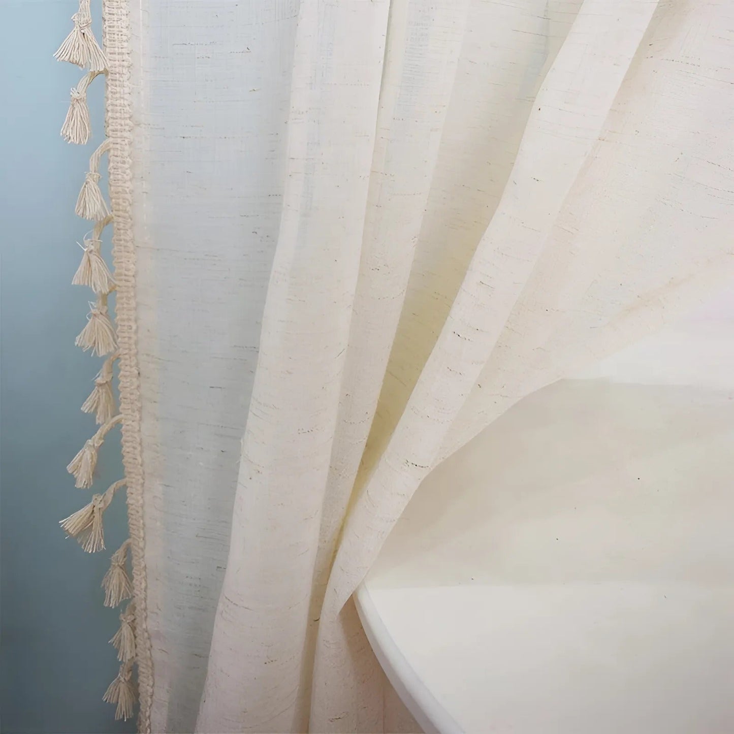 Boho Chic Natural Fiber Semi Sheer Curtains