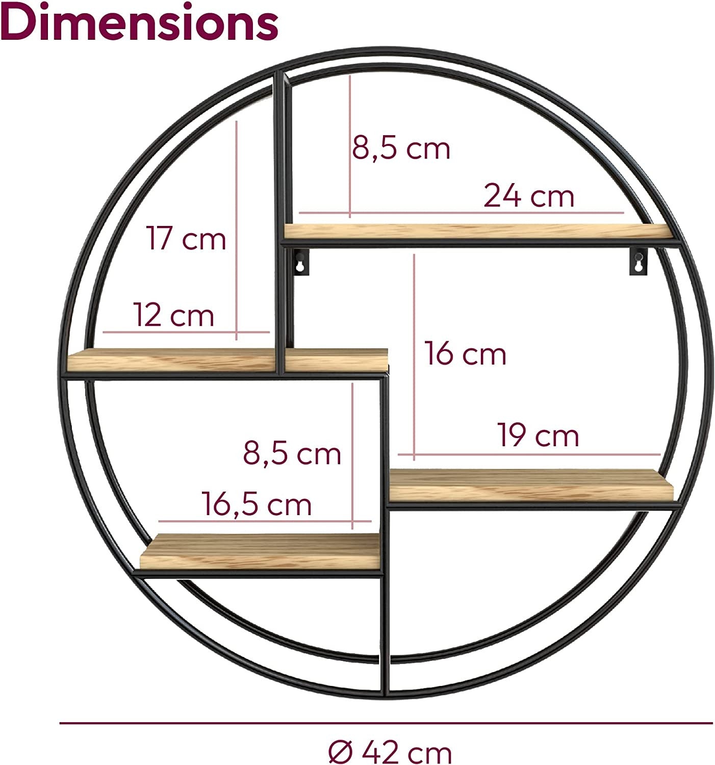 Rustic Metal Circular Wall Shelf