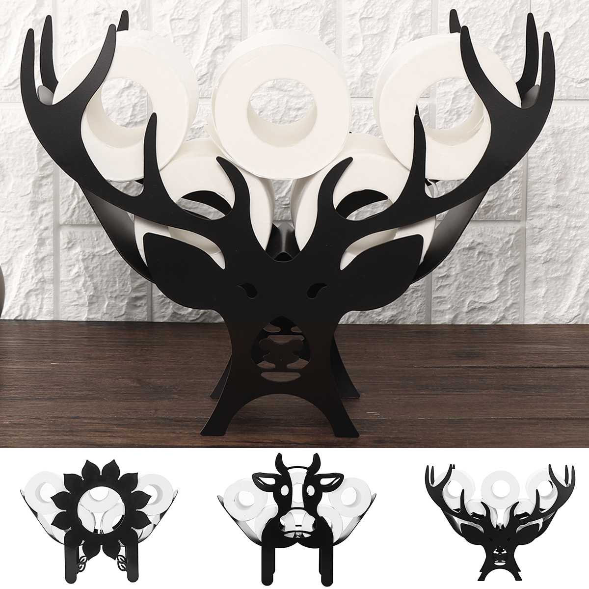 Fun Animal Iron Toilet Paper Holder with Storage