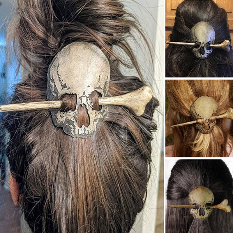 Edgy Goth Metal Skull Hair Pins