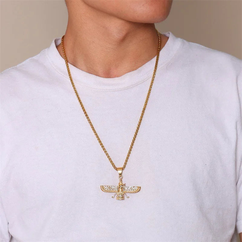 Sparkling Crystal Zoroastrian Pendant Necklace
