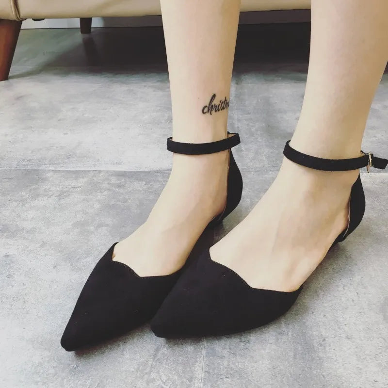 Women's Classic Low Heel Pumps Blue Pointed Toe Shoes