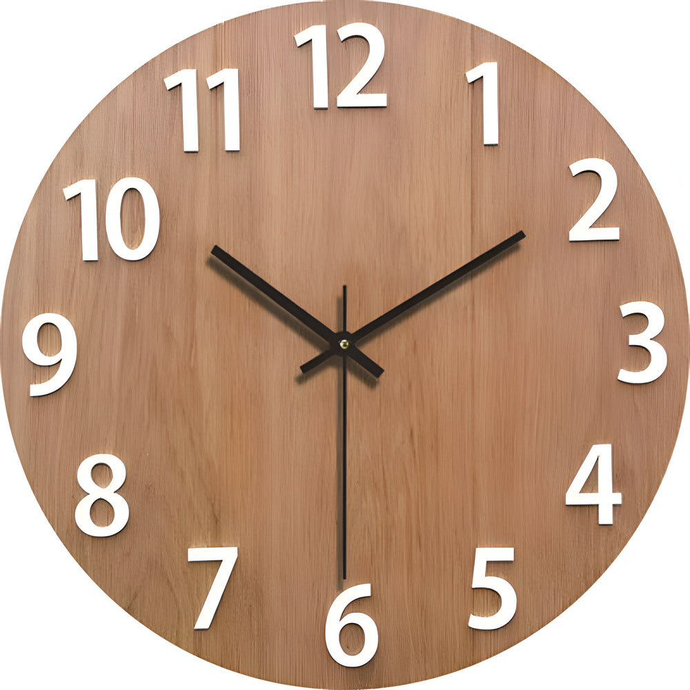 Simple Wooden Wall Clock - Natural Solid Wood Design