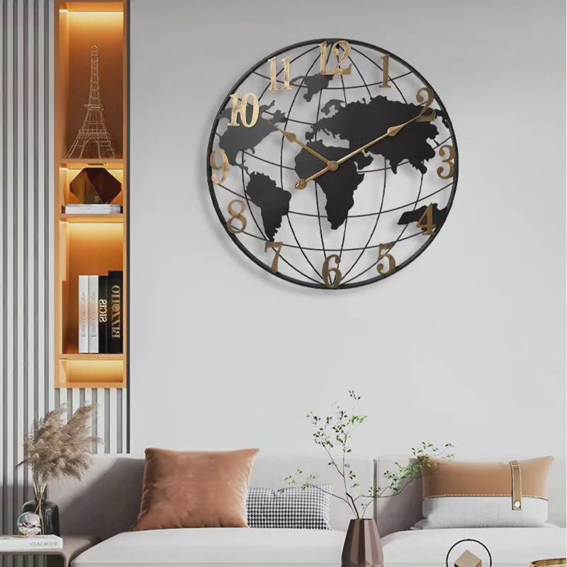 Big 60cm Globe Wall Clock - Stylish Home Timekeeper