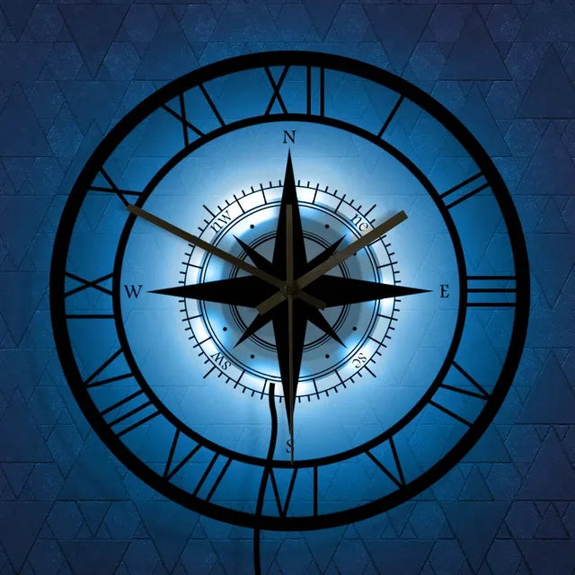 Stylish Quiet Wall Clock with Acrylic Compass