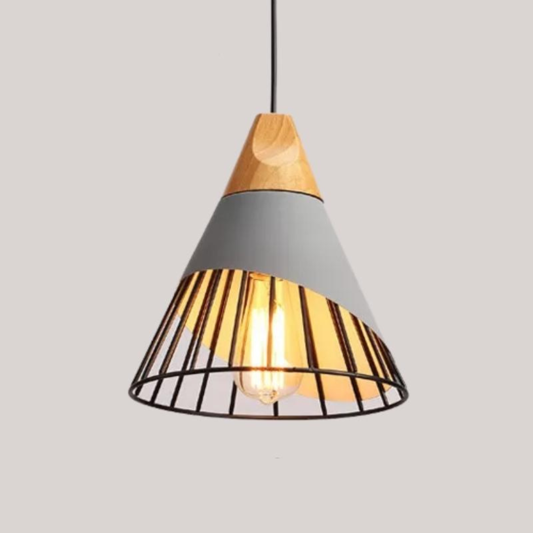 Rustic Wooden Metal Pendant Lamp