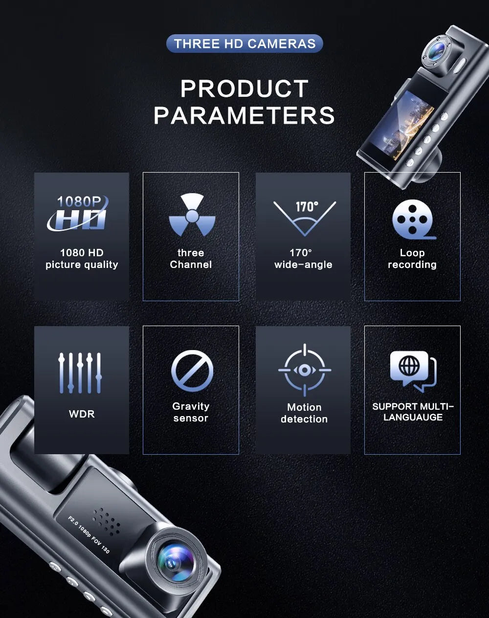 HD Night Vision Car Dash Camera with IR