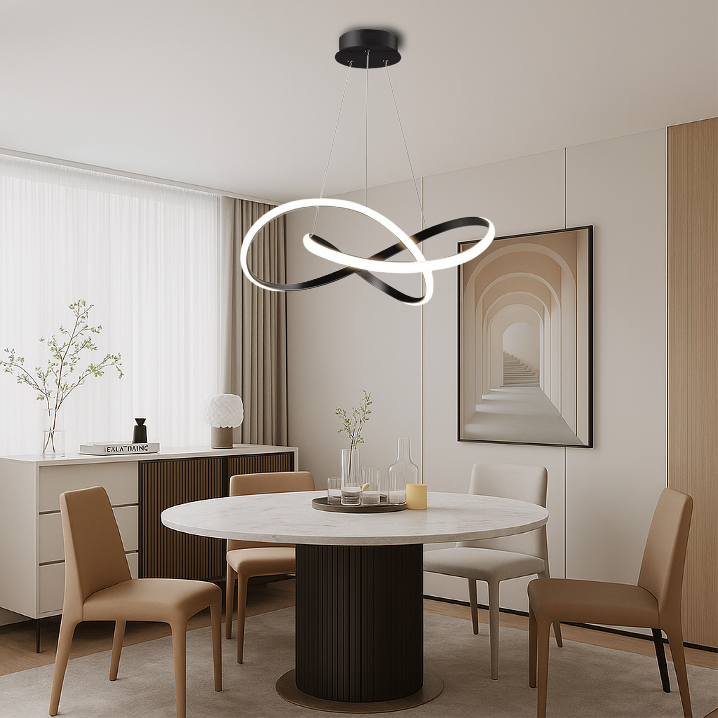 Stylish Pendant Light Kitchen Aluminum Black