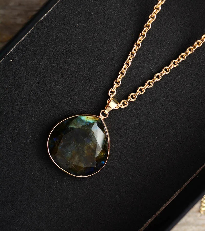 Elegant Gemstone Pendant Necklace with 14k Gold Plating