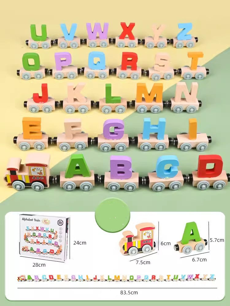 Wooden Educational Toy Train Set with Magnets