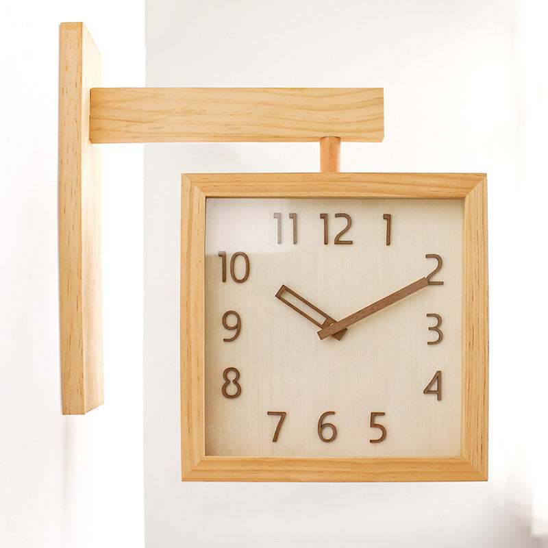Rustic Wooden Dual Side Wall Clock
