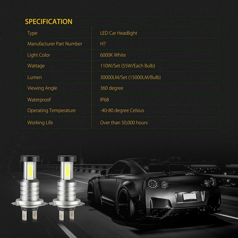 Bright 4x H7 LED Car Headlight Bulbs