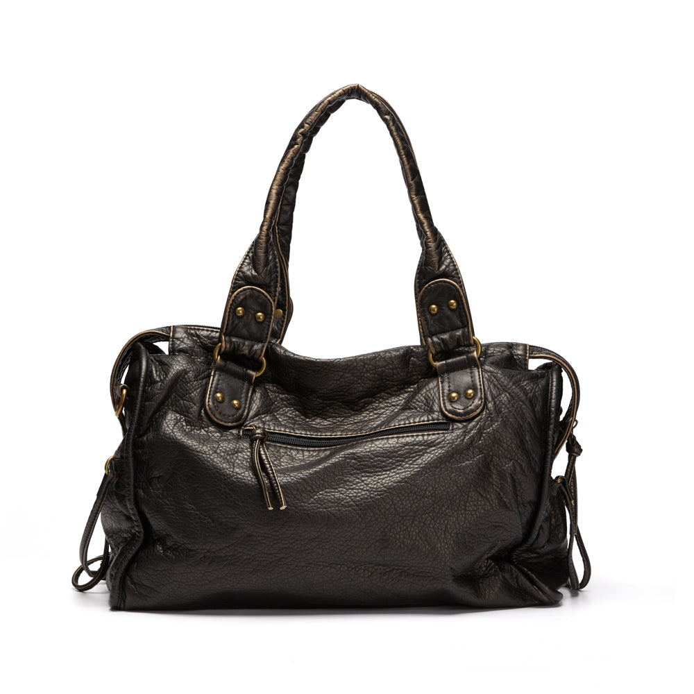 Luxury Black Genuine Leather Tote Bag