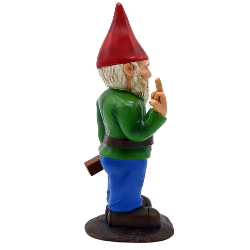 Humorous Garden Gnome Statue with Funny Gesture
