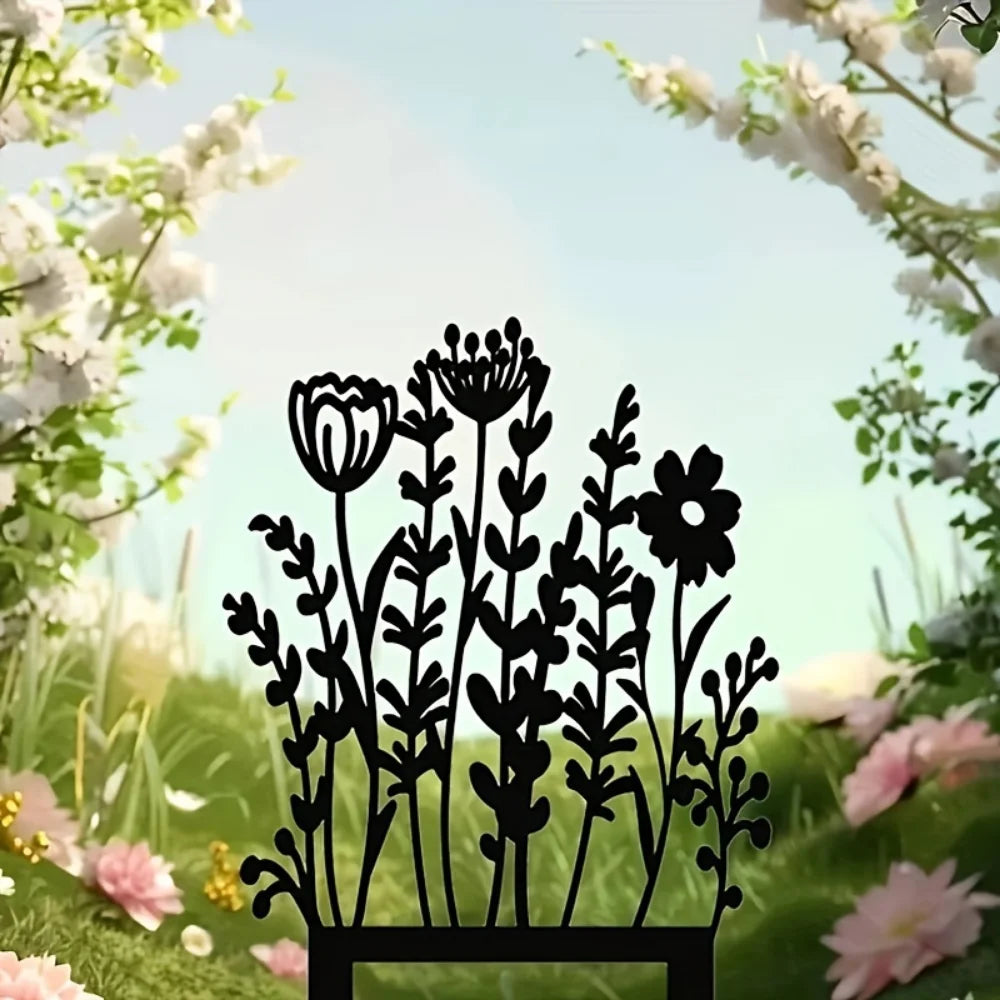 Rustic Metal Wildflower Garden Decoration Stake