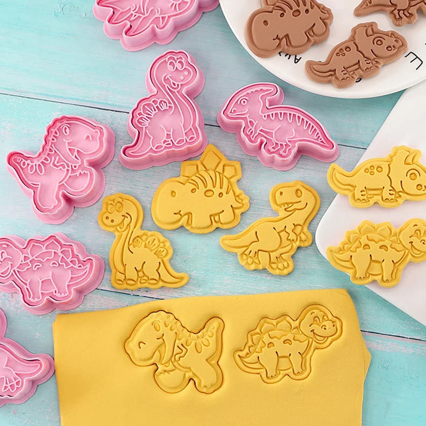 Colorful Kids Dinosaur Cookie Cutter Set 8pc
